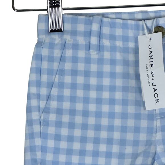 NWT Janie and Jack Shorts Boys 18-24M Blue 100% Cotton Gingham Preppy Classic - Picture 2 of 8
